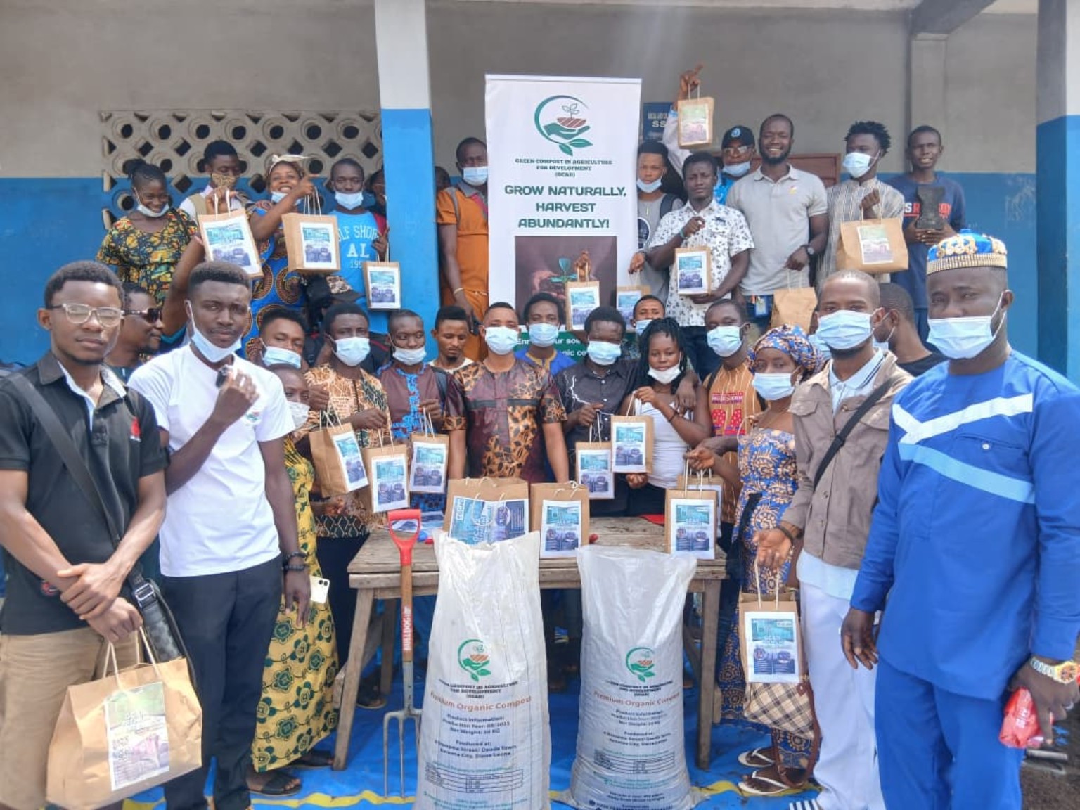 Participants of the Productive Social Safety Net Youth Employment (PSSNYE) initiative engage with GCAD during a youth empowerment and sustainable agriculture program.